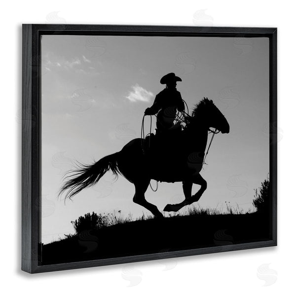 Stupell Industries Carol Walker | Southwestern Cowboy Silhouette Black White Horse Wall Art