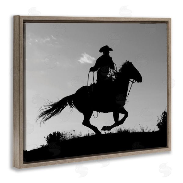 Stupell Industries Carol Walker | Southwestern Cowboy Silhouette Black White Horse Wall Art