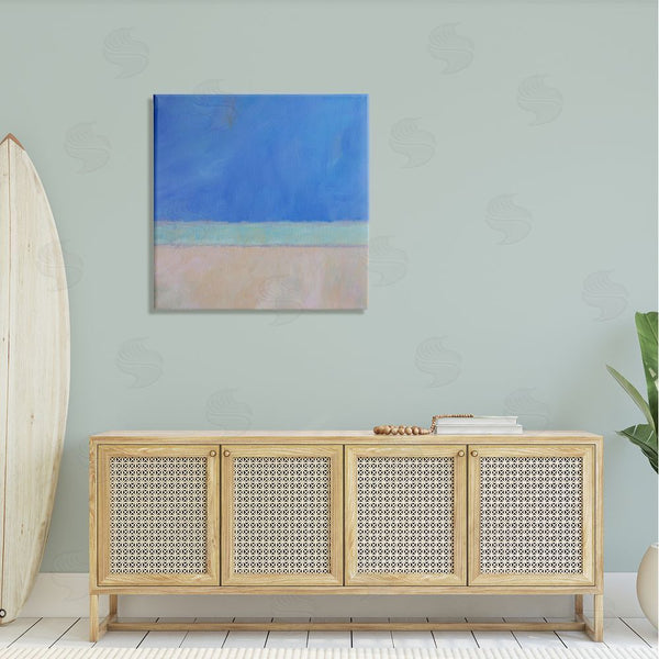 Stupell Industries Carol Young | Abstract Blocked Landscape Blue Stripe Wall Art