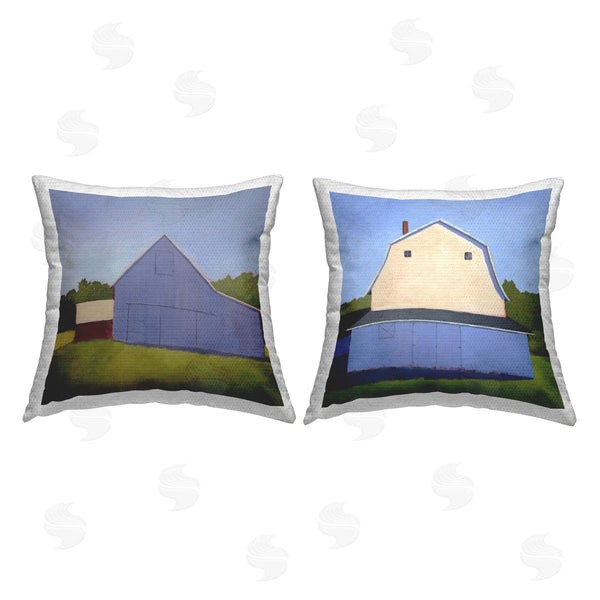 Stupell Industries Carol Young | Rural Sunlit Barn Farmland Field Printed Throw Pillow Set