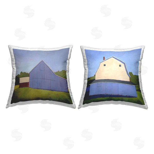 stupell industries Carol Young | Rural Sunlit Barn Farmland Field Printed Throw Pillow Set