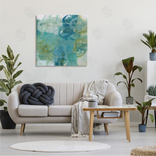 Stupell Industries Carole Leslie | Busy Blue Green Abstract Painting Overlapping Scribbled Lines Wall Art