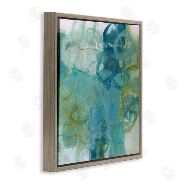 Stupell Industries Carole Leslie | Busy Blue Green Abstract Painting Overlapping Scribbled Lines Wall Art