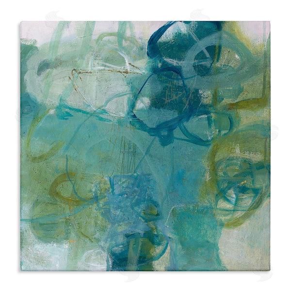 stupell industries Carole Leslie | Busy Blue Green Abstract Painting Overlapping Scribbled Lines Wall Art