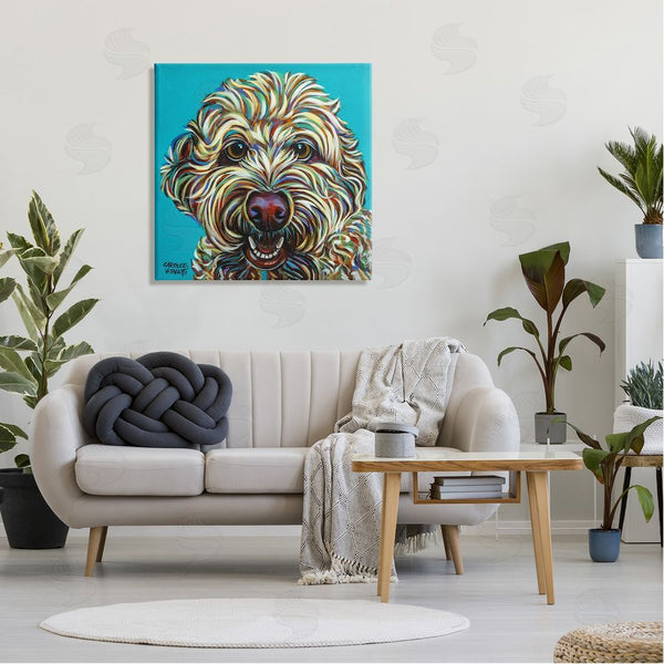Stupell Industries Carolee Vitaletti | Blue Pop Style Bright Bold Shaggy Dog Portrait Wall Art