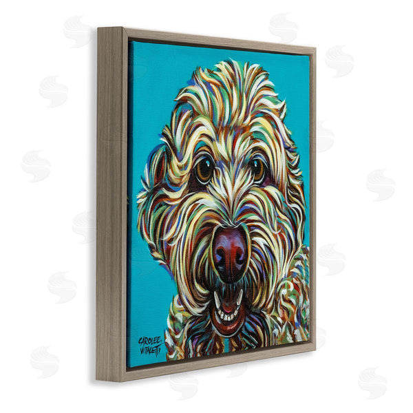 Stupell Industries Carolee Vitaletti | Blue Pop Style Bright Bold Shaggy Dog Portrait Wall Art
