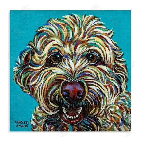 stupell industries Carolee Vitaletti | Blue Pop Style Bright Bold Shaggy Dog Portrait Wall Art