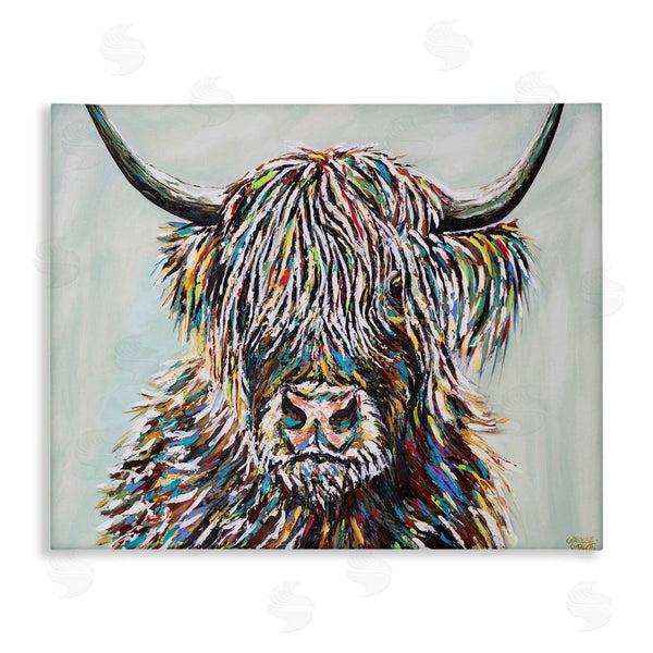 stupell industries Carolee Vitaletti | Country Cattle Wooly Highland Portrait Rainbow Hair