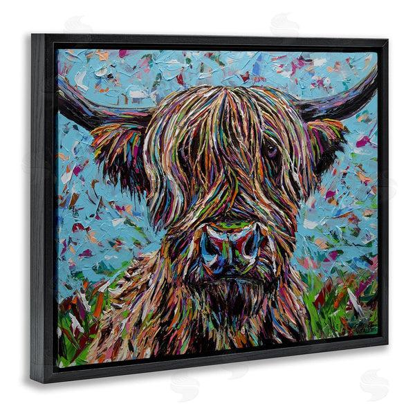 Stupell Industries Carolee Vitaletti | Highland Cattle Cow Layered Flecked Abstract Portrait Wall Art