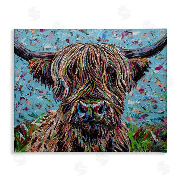 stupell industries Carolee Vitaletti | Highland Cattle Cow Layered Flecked Abstract Portrait Wall Art