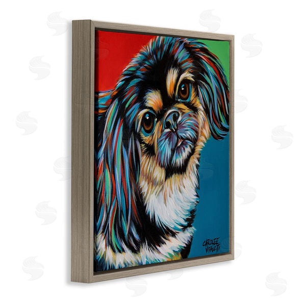 Stupell Industries Carolee Vitaletti | Spaniel Dog Portrait Chroma Pop Red Yellow Green