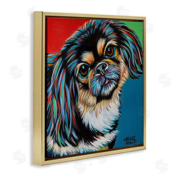 Stupell Industries Carolee Vitaletti | Spaniel Dog Portrait Chroma Pop Red Yellow Green