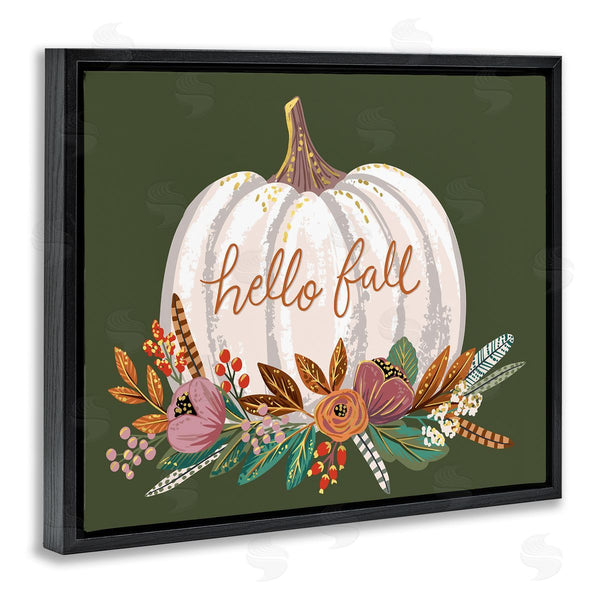 Stupell Industries Caroline Alfreds | Autumnal Hello Fall Script Pumpkin Gourd Botanicals Wall Art