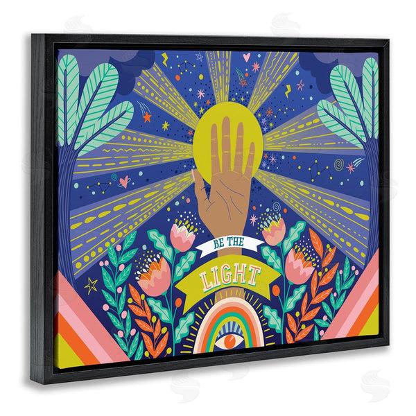 Stupell Industries Caroline Alfreds | Be The Light Quote Boho Chic Floral Sunrays