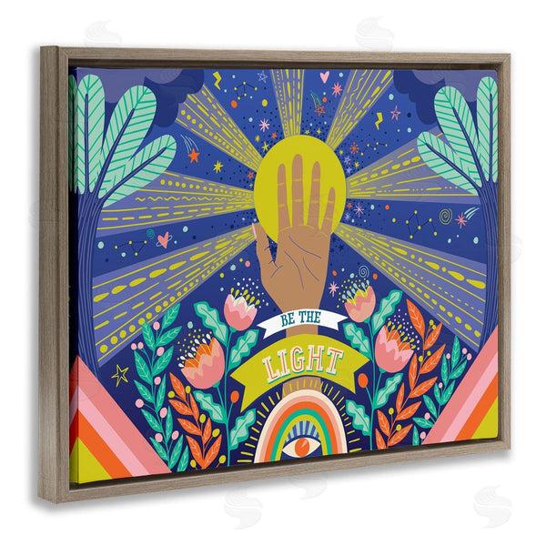 Stupell Industries Caroline Alfreds | Be The Light Quote Boho Chic Floral Sunrays