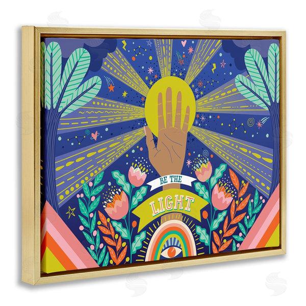 Stupell Industries Caroline Alfreds | Be The Light Quote Boho Chic Floral Sunrays