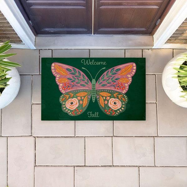 Stupell Industries Caroline Alfreds | Fall Patterned Butterfly Non-Woven Door Mat