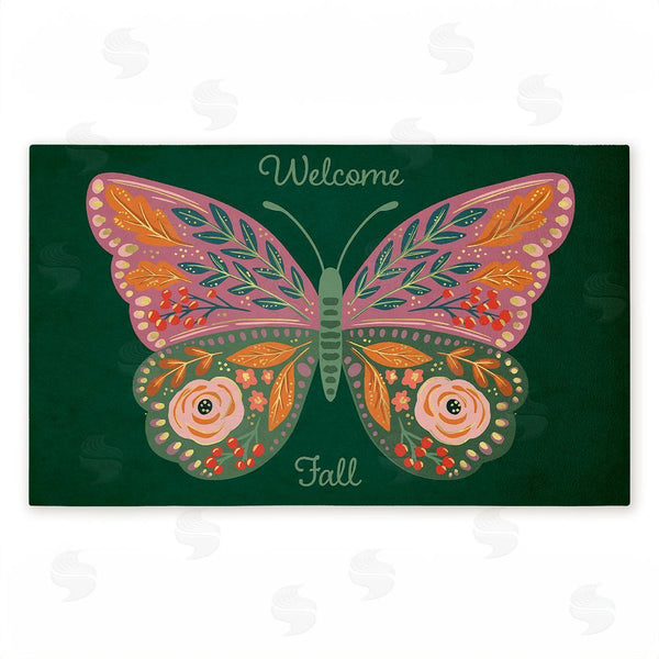 stupell industries Caroline Alfreds | Fall Patterned Butterfly Non-Woven Door Mat