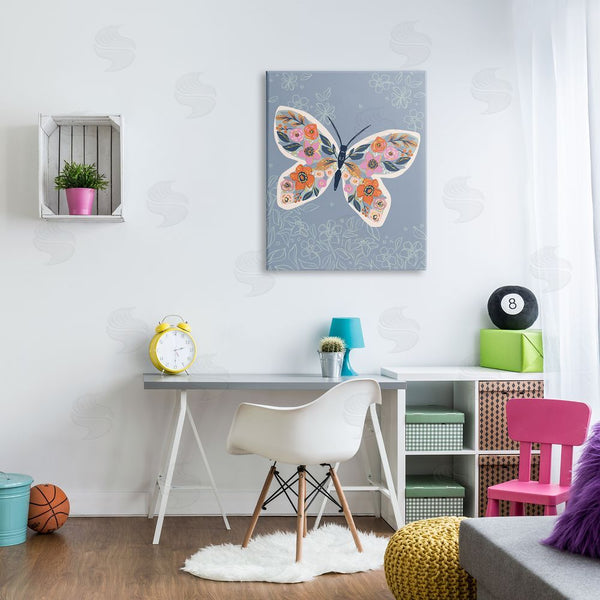 Stupell Industries Caroline Alfreds | Floral Pattern Butterfly Wings Spring Bloom Insect Wall Art