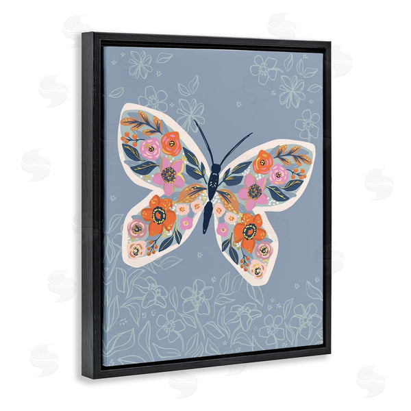 Stupell Industries Caroline Alfreds | Floral Pattern Butterfly Wings Spring Bloom Insect Wall Art