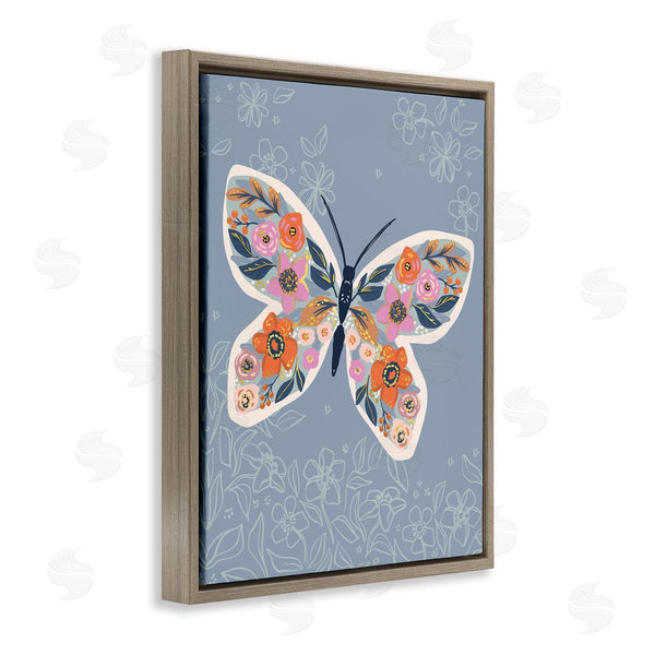 Stupell Industries Caroline Alfreds | Floral Pattern Butterfly Wings Spring Bloom Insect Wall Art