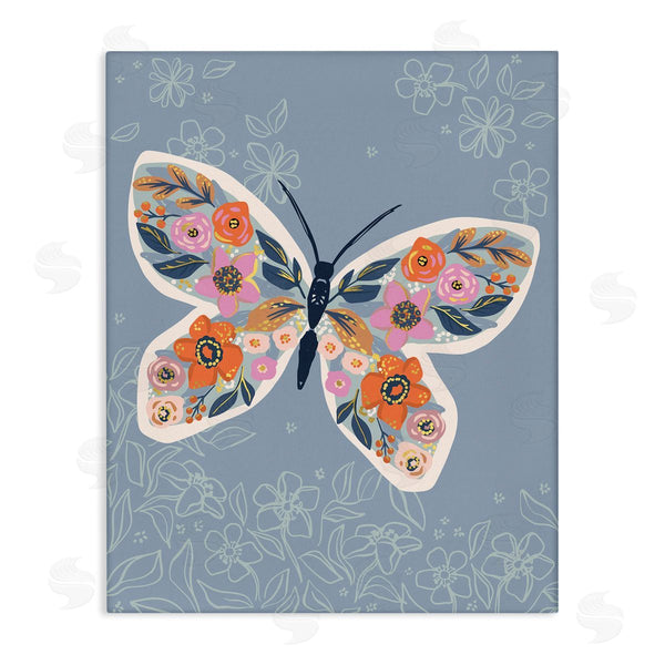 stupell industries Caroline Alfreds | Floral Pattern Butterfly Wings Spring Bloom Insect Wall Art