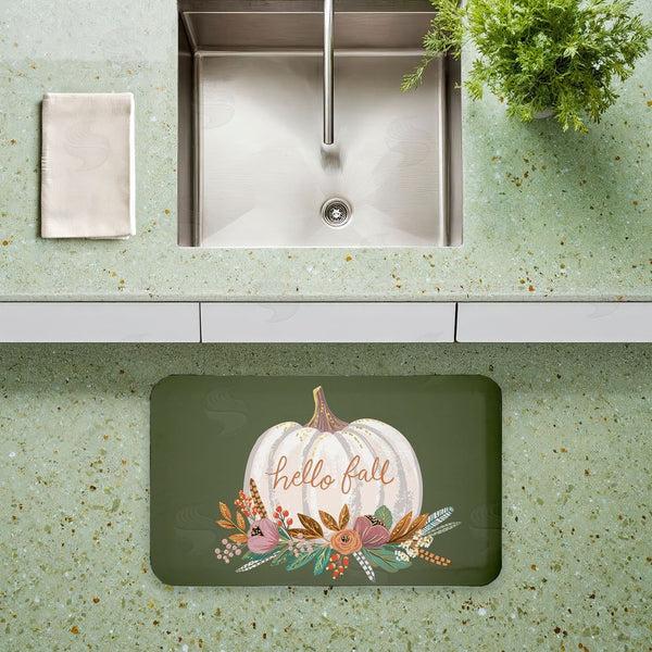 Stupell Industries Caroline Alfreds | Floral Pumpkin Fall Greeting Anti-Fatigue Mat