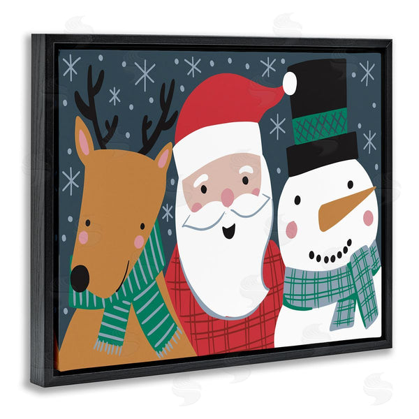 Stupell Industries Caroline Alfreds | Happy Christmas Trio Santa Reindeer Snowman Winter Wall Art