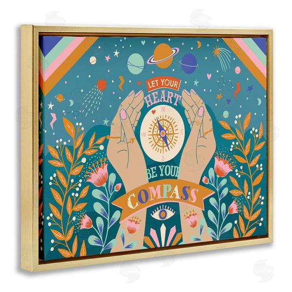 Stupell Industries Caroline Alfreds | Heart Be Your Compass Phrase Boho Chic Constellations