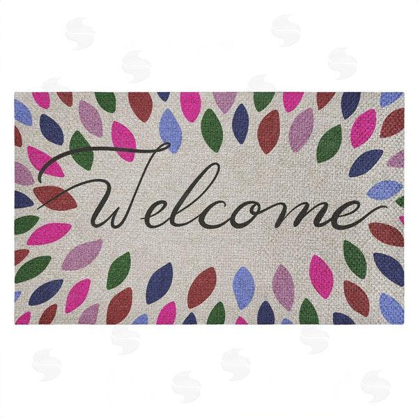 stupell industries Caroline Alfreds | Jewel Tones Patterned Welcome Faux Sisal Door Mat