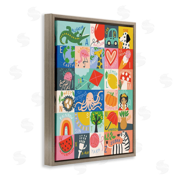Stupell Industries Caroline Alfreds | Kid's Alphabet Blocked Illustrations Wall Art