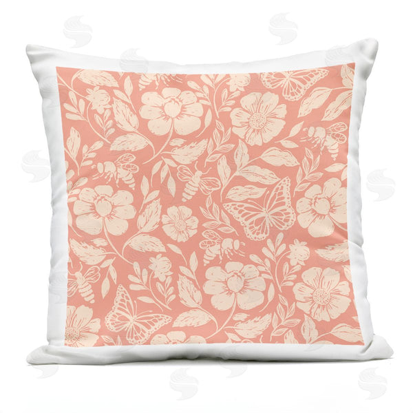 Stupell Industries Caroline Alfreds | Pink Butterflies & Bees Floral Insect Pattern Printed Throw Pillow