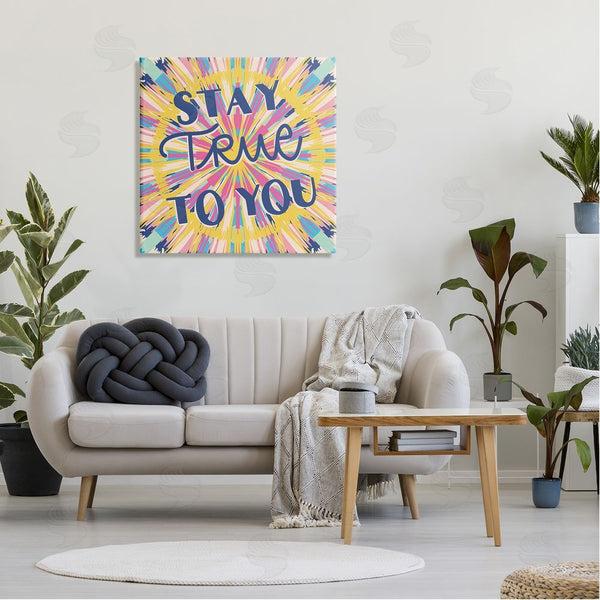 Stupell Industries Caroline Alfreds | Stay True To You Bold Motivational Tie Dye Pattern Wall Art