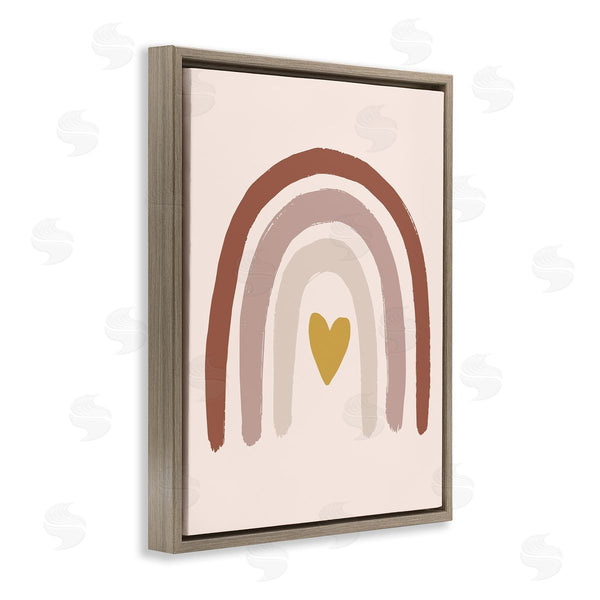 Stupell Industries Caroline Alfreds | Terracotta Rainbow Doodle Heart Shaped Symbol Wall Art