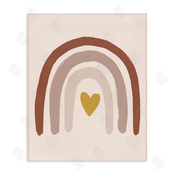 stupell industries Caroline Alfreds | Terracotta Rainbow Doodle Heart Shaped Symbol Wall Art