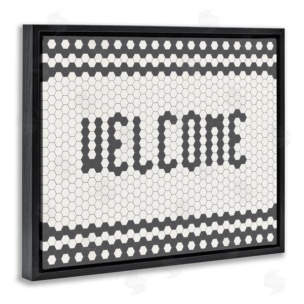 Stupell Industries Caroline Alfreds | Welcome Phrase Caf� Bistro Tile Geometric Pattern Wall Art
