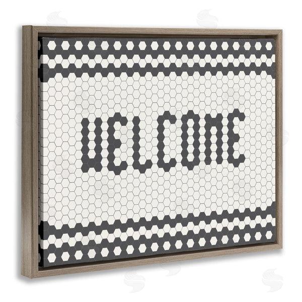 Stupell Industries Caroline Alfreds | Welcome Phrase Caf� Bistro Tile Geometric Pattern Wall Art