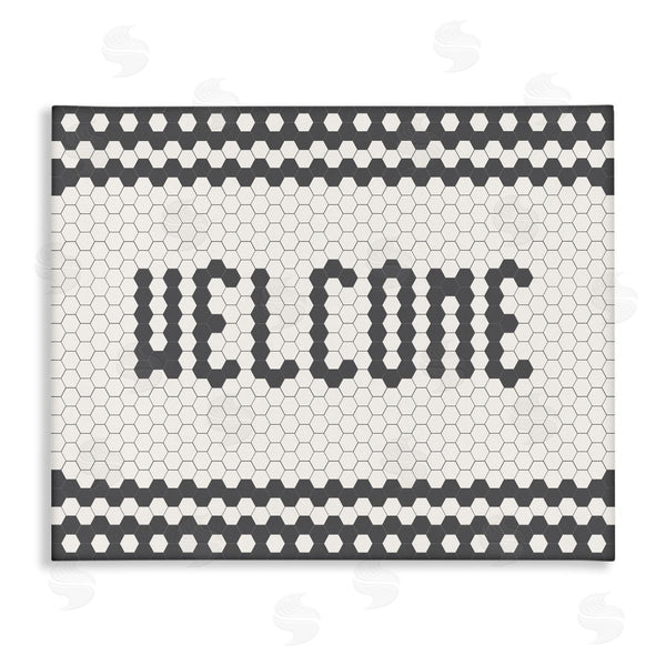 stupell industries Caroline Alfreds | Welcome Phrase Caf� Bistro Tile Geometric Pattern Wall Art