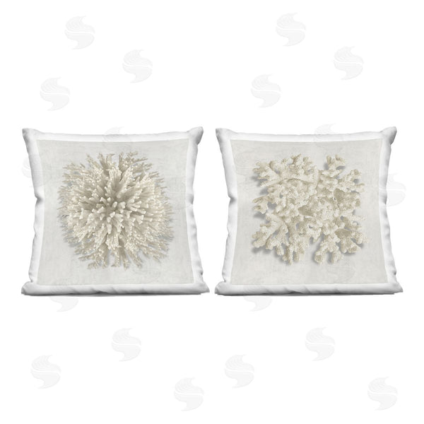 stupell industries Caroline Kelly | Distinct Natural Coral Printed Throw Pillow Set