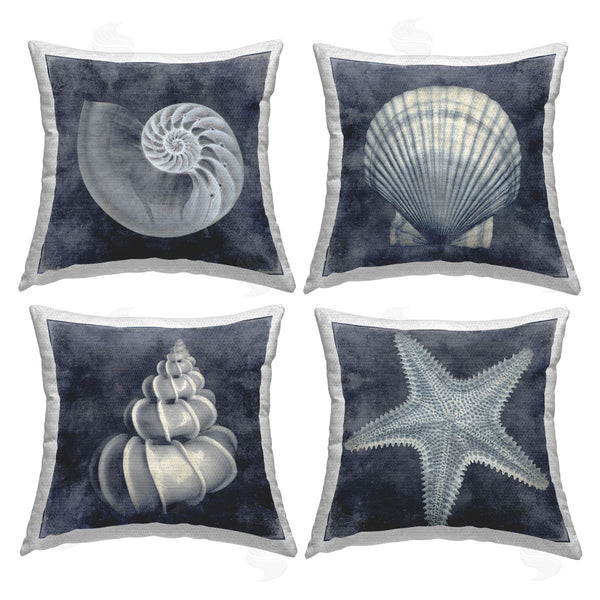 Stupell Industries Caroline Kelly | Distressed Seashells & Starfish Printed Throw Pillow
