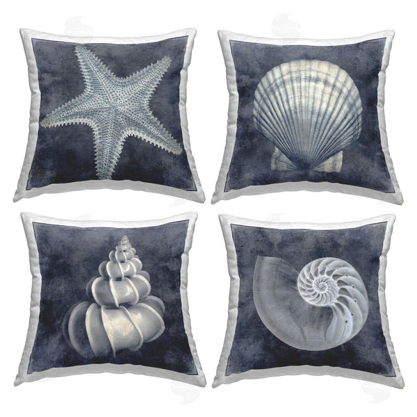 stupell industries Caroline Kelly | Distressed Seashells & Starfish Printed Throw Pillow