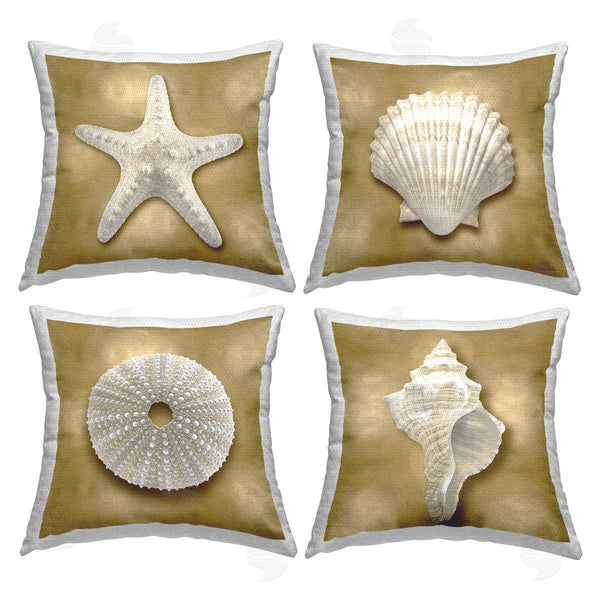 Stupell Industries Caroline Kelly | Glam Nautical Seashells Printed Throw Pillow Set
