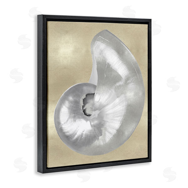 Stupell Industries Caroline Kelly | Glam Nautilus Shell Soft Grey Neutral Over Beige