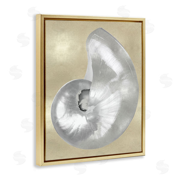 Stupell Industries Caroline Kelly | Glam Nautilus Shell Soft Grey Neutral Over Beige