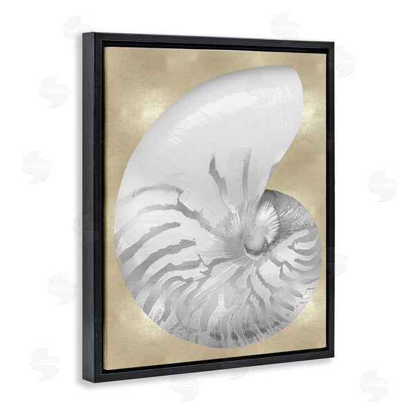 Stupell Industries Caroline Kelly | Glam Tiger Stripe Sea Shell Grey Neutral Over Beige Wall Art