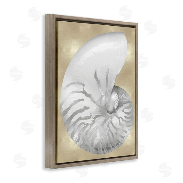 Stupell Industries Caroline Kelly | Glam Tiger Stripe Sea Shell Grey Neutral Over Beige Wall Art