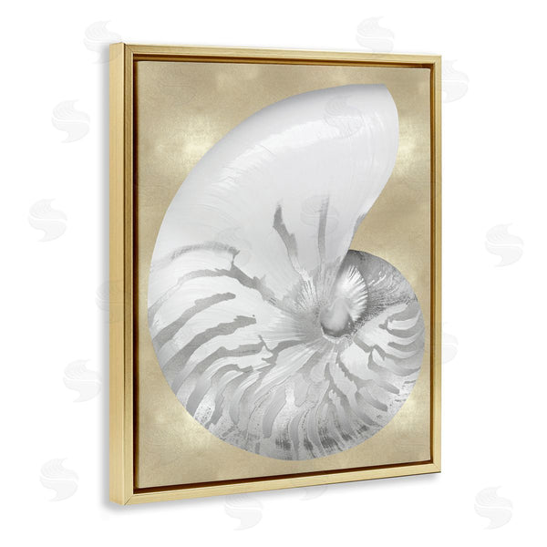 Stupell Industries Caroline Kelly | Glam Tiger Stripe Sea Shell Grey Neutral Over Beige Wall Art