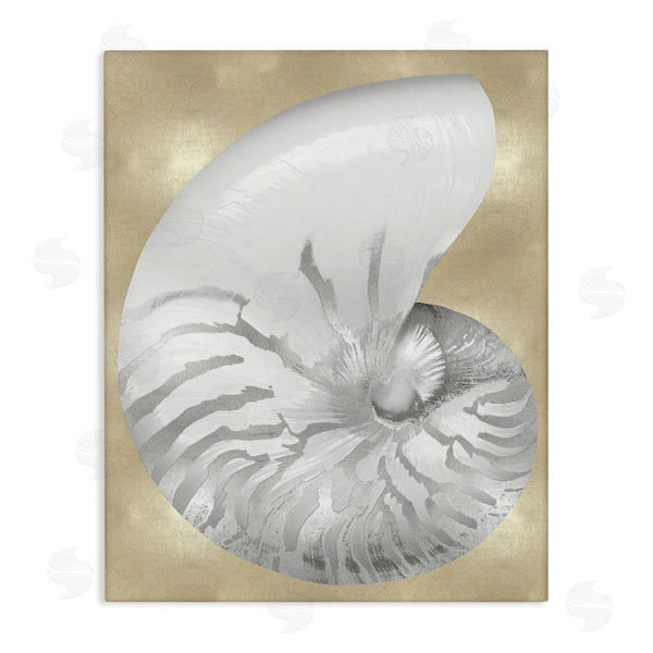 stupell industries Caroline Kelly | Glam Tiger Stripe Sea Shell Grey Neutral over Beige Wall Art
