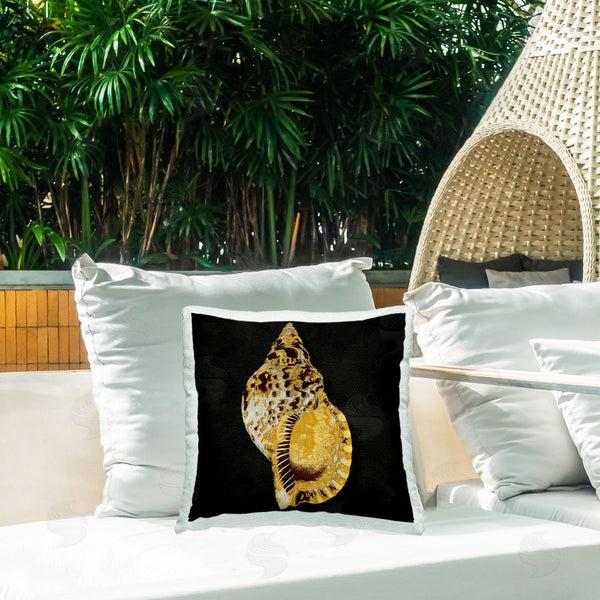 Stupell Industries Caroline Kelly | Gold Conch On Black Printed Throw Pillow