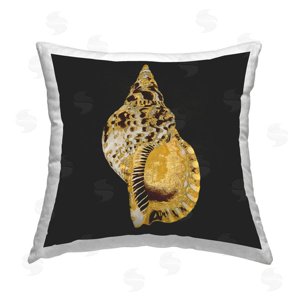 stupell industries Caroline Kelly | Gold Conch on Black Printed Throw Pillow